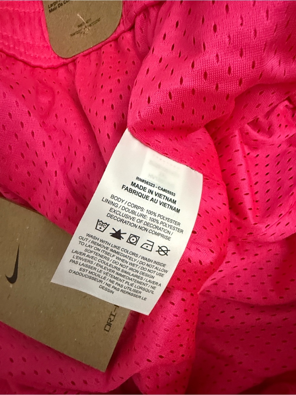 Nike Men’s Hot Pink Athletic Mesh Shorts with White Drawstring - Picture 13 of 13